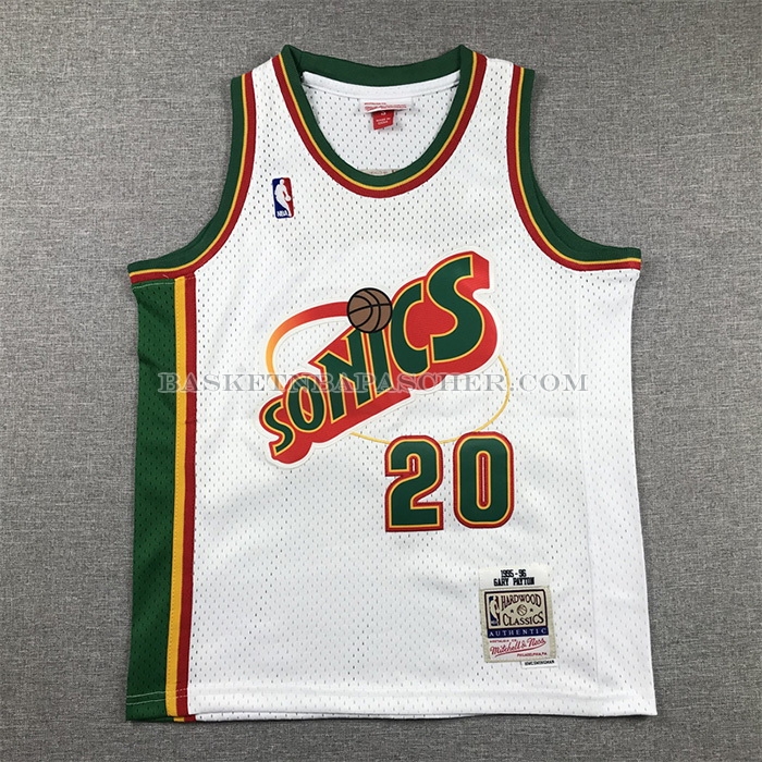 Maillot Enfant Seattle Supersonics Gary Payton NO 20 Historic Retro Blanc